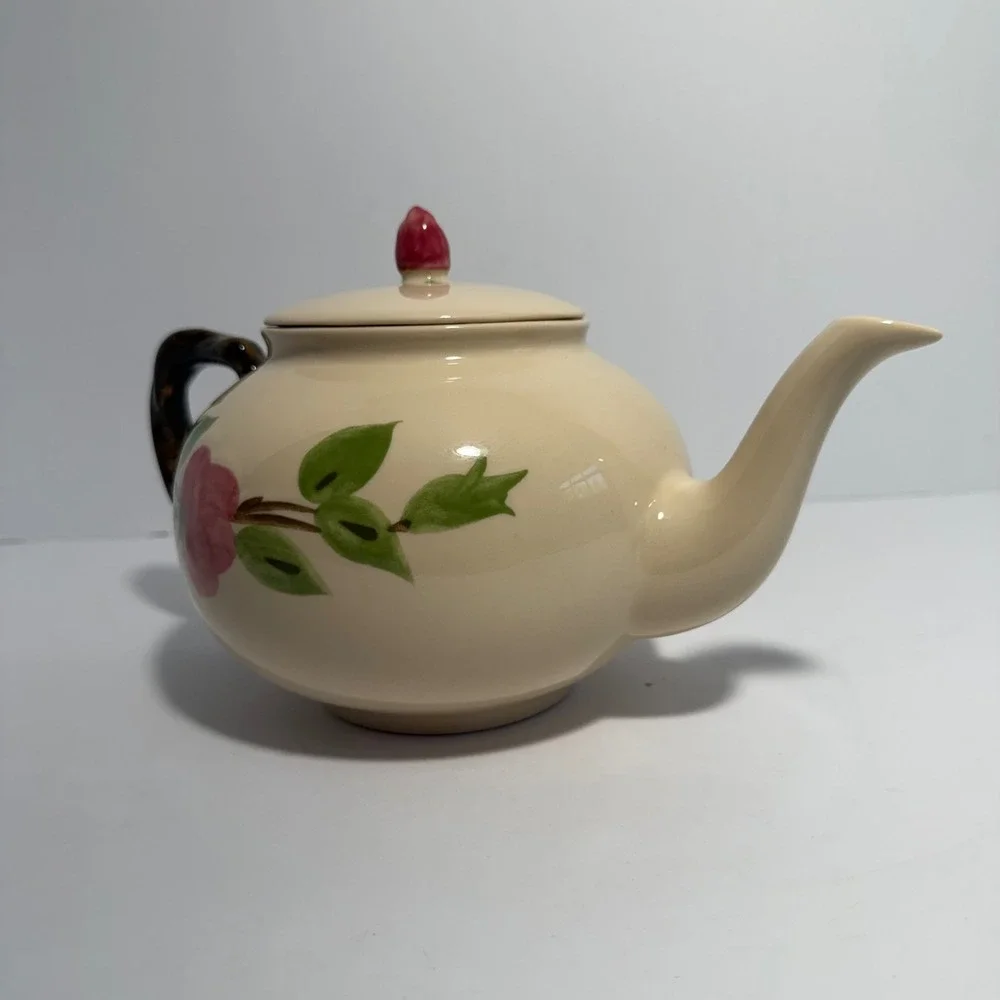 Franciscan Desert Rose Teapot with Lid Hand Painted Made in USA Vintage Ceramic